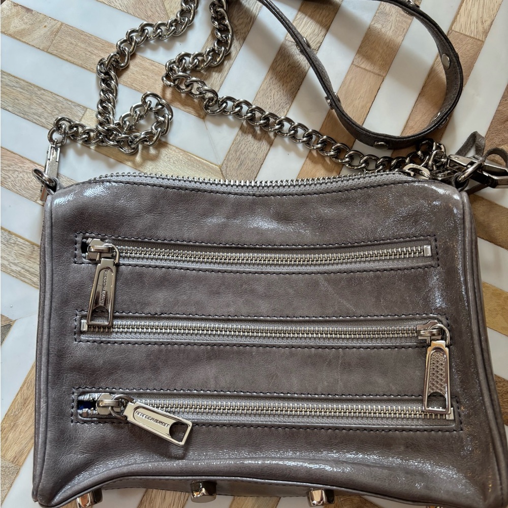 Rebecca Minkoff Gray Crossbody Bag with Chain Strap